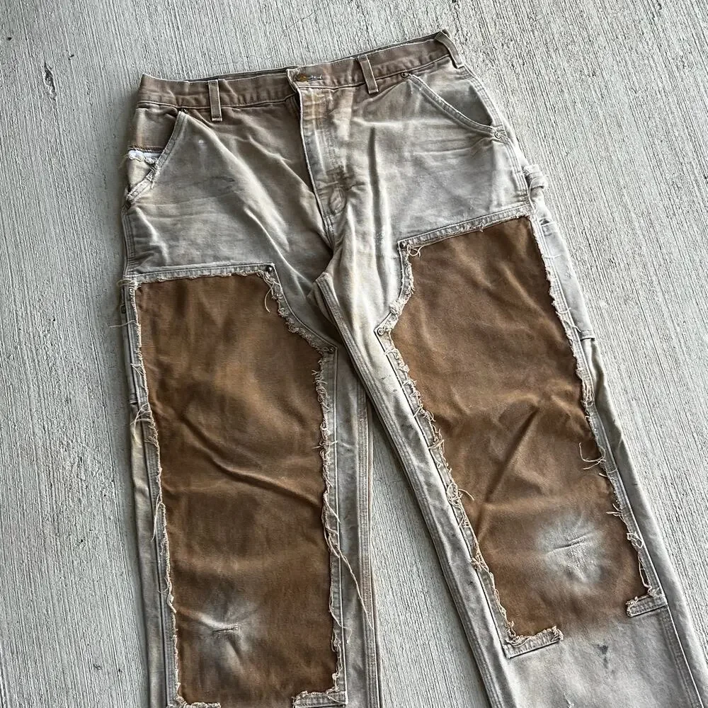 Carhartt faded brown double knee work wear carpenter pants